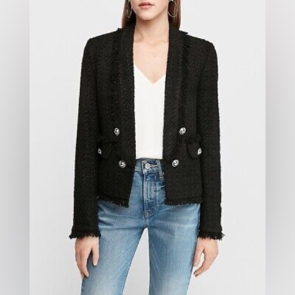 Express Black Fringe Blazer